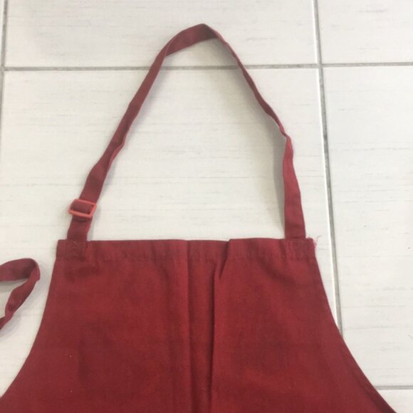 Burgundy Chefs Apron with 3 front pockets  Adjustable Neck Strap UNISEX - Picture 2 of 3